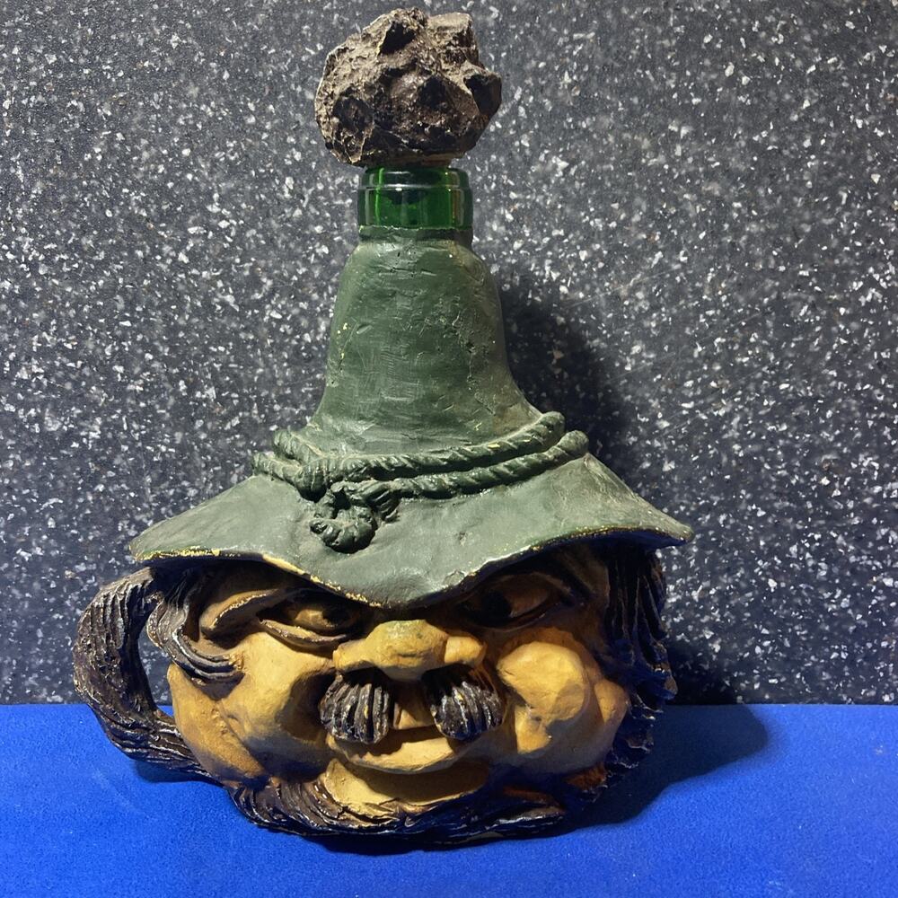 Folk Art Handmade Custom Clay Sculpture On Glass Bottle